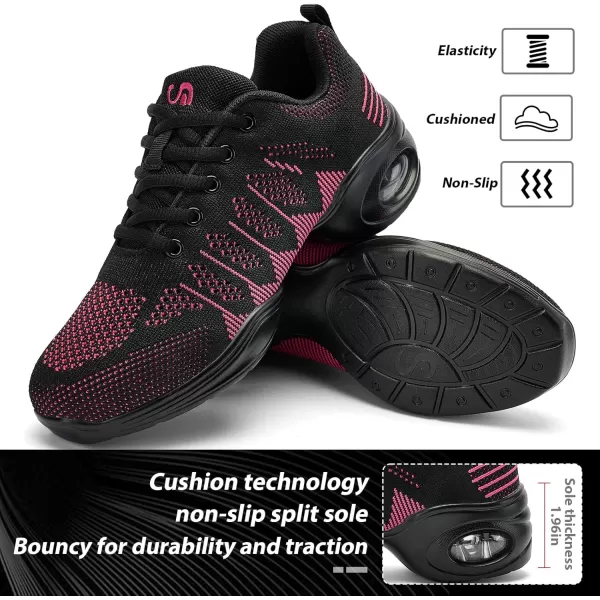 AKK Dance Shoes for Women Jazz Shoes Women Dance Sneakers Breathable Air Cushion Split Sole Athletic Walking Dance Shoes Platform ShoeBlackpink