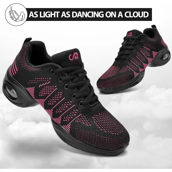 AKK Dance Shoes for Women Jazz Shoes Women Dance Sneakers Breathable Air Cushion Split Sole Athletic Walking Dance Shoes Platform ShoeBlackpink