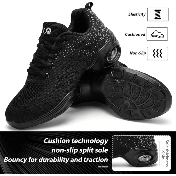 AKK Dance Shoes for Women Jazz Shoes Women Dance Sneakers Breathable Air Cushion Split Sole Athletic Walking Dance Shoes Platform ShoeSpot Black