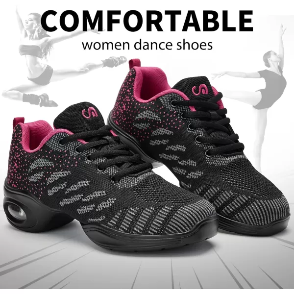 AKK Dance Shoes for Women Jazz Shoes Women Dance Sneakers Breathable Air Cushion Split Sole Athletic Walking Dance Shoes Platform ShoeSpot Rose