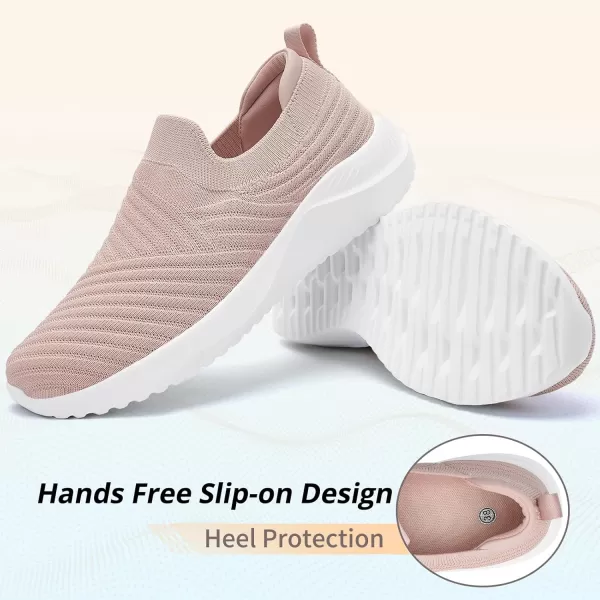 AKK Womens Walking Shoes Slip on Sneakers Comfortable Knitted Mesh Sneakers Lightweight Casual Work ShoesDark Pink