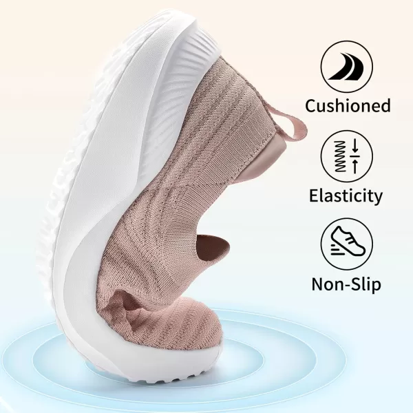 AKK Womens Walking Shoes Slip on Sneakers Comfortable Knitted Mesh Sneakers Lightweight Casual Work ShoesDark Pink