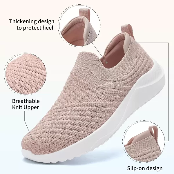 AKK Womens Walking Shoes Slip on Sneakers Comfortable Knitted Mesh Sneakers Lightweight Casual Work ShoesDark Pink