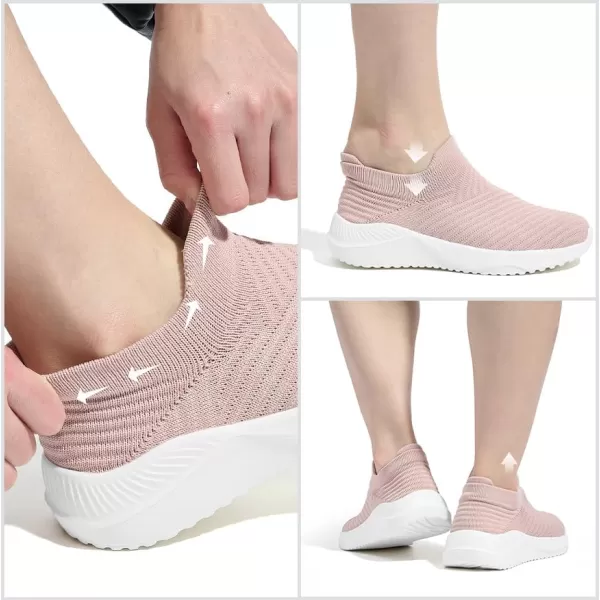 AKK Womens Walking Shoes Slip on Sneakers Comfortable Knitted Mesh Sneakers Lightweight Casual Work ShoesDark Pinka