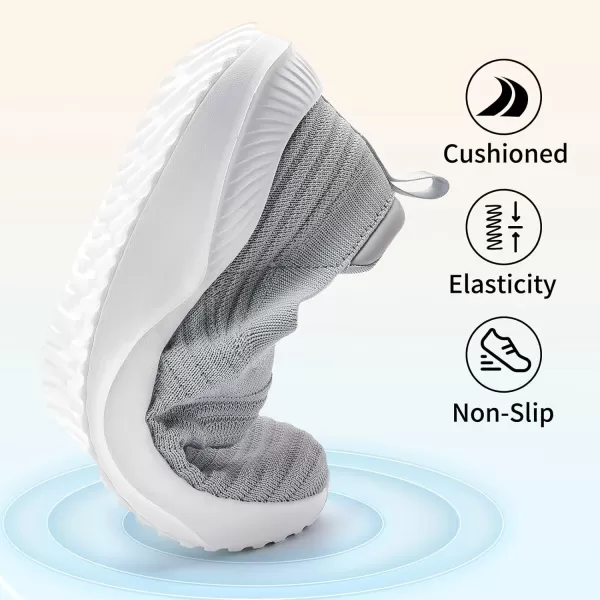 AKK Womens Walking Shoes Slip on Sneakers Comfortable Knitted Mesh Sneakers Lightweight Casual Work ShoesGrey