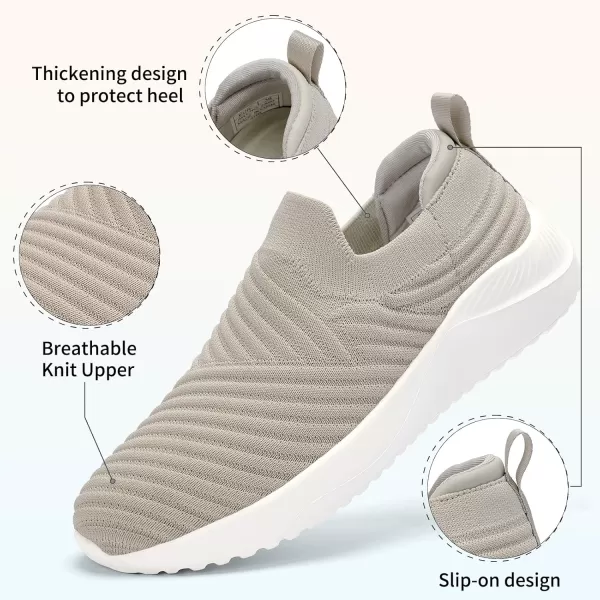 AKK Womens Walking Shoes Slip on Sneakers Comfortable Knitted Mesh Sneakers Lightweight Casual Work ShoesKhaki