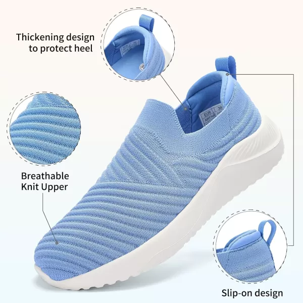 AKK Womens Walking Shoes Slip on Sneakers Comfortable Knitted Mesh Sneakers Lightweight Casual Work ShoesLight Blue