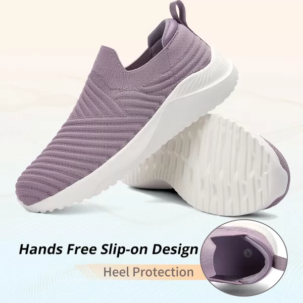 AKK Womens Walking Shoes Slip on Sneakers Comfortable Knitted Mesh Sneakers Lightweight Casual Work ShoesLight Purple