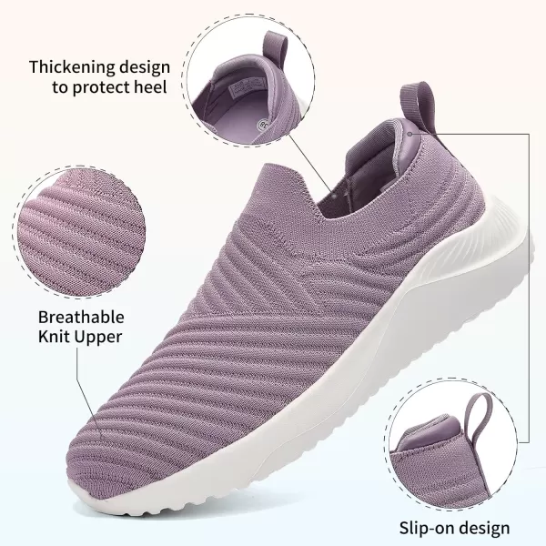 AKK Womens Walking Shoes Slip on Sneakers Comfortable Knitted Mesh Sneakers Lightweight Casual Work ShoesLight Purple