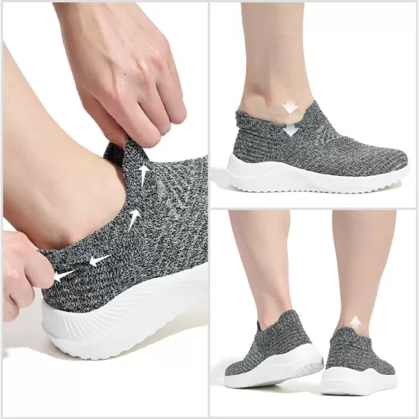 AKK Womens Walking Shoes Slip on Sneakers Comfortable Knitted Mesh Sneakers Lightweight Casual Work ShoesMixed Greya