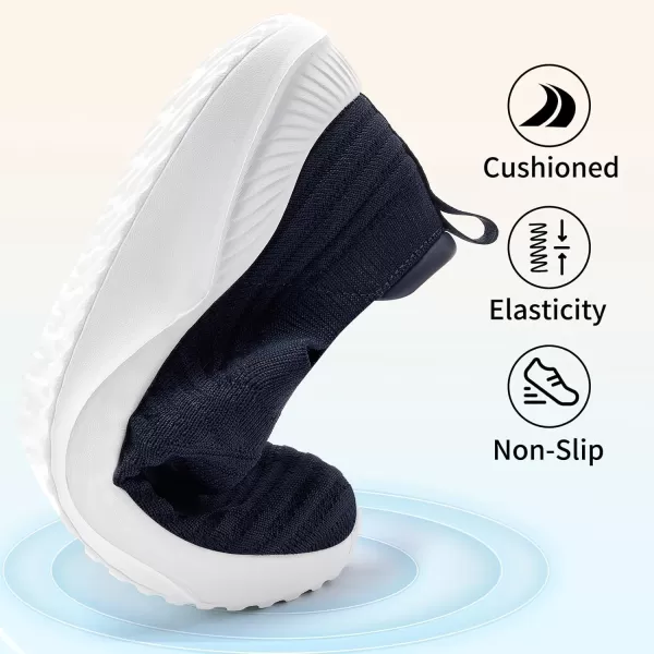 AKK Womens Walking Shoes Slip on Sneakers Comfortable Knitted Mesh Sneakers Lightweight Casual Work ShoesNavy