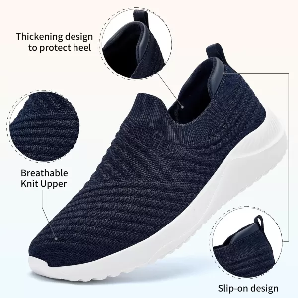 AKK Womens Walking Shoes Slip on Sneakers Comfortable Knitted Mesh Sneakers Lightweight Casual Work ShoesNavy