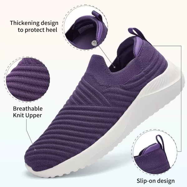 AKK Womens Walking Shoes Slip on Sneakers Comfortable Knitted Mesh Sneakers Lightweight Casual Work ShoesPurple