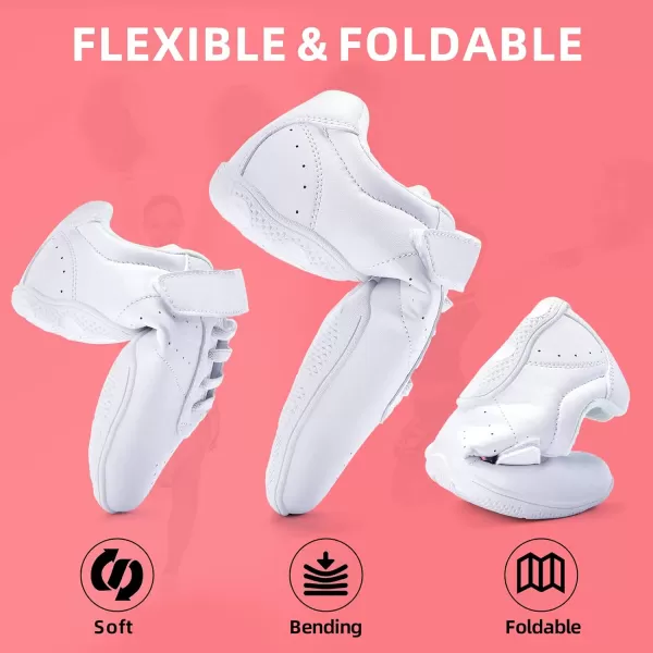 Akk Cheer Shoes for Teen Youth Girls Women  White Cheerleading Dance Comfortable Sport Athletic Training Team Competition Sneakers