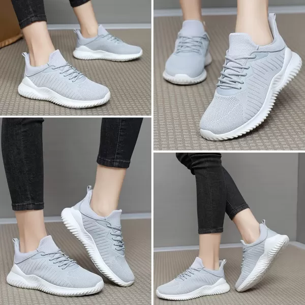 Akk Tennis Shoes Womens Sneakers  Nurse Shoes Lightweight Walking Shoes Fashion Running Shoes for Gym Workout Light Grey Size 8