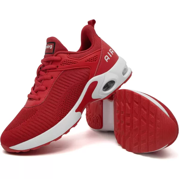 Akk Women Sneakers Walking Shoes  Womens Air Athletic Running Shoes Non Slip Air Shoes Mesh Fashion Sneakers Breathable Gym Work Tennis Shoes Red Size 7