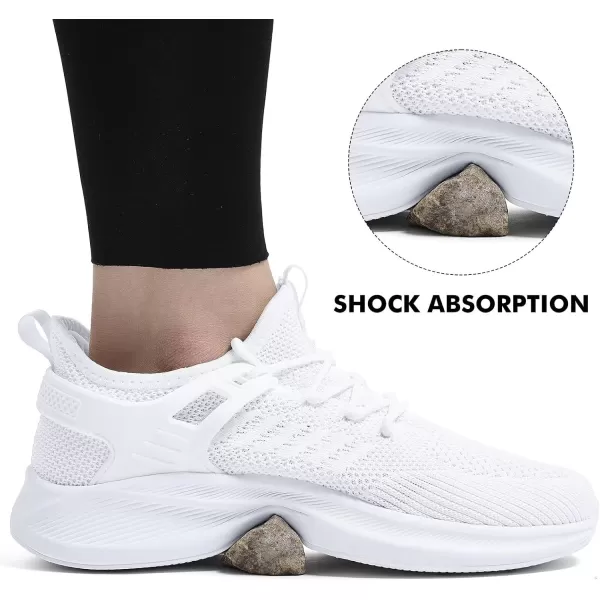 Akk Womens Athletic Walking Shoes  Running Tennis Shoes Jogging Workout Lightweight Breathable Slip on Sneakers for Indoor Outdoor Gym Travel WorkAwhite