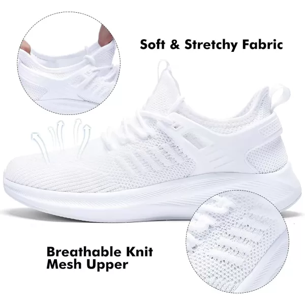 Akk Womens Athletic Walking Shoes  Running Tennis Shoes Jogging Workout Lightweight Breathable Slip on Sneakers for Indoor Outdoor Gym Travel WorkAwhite