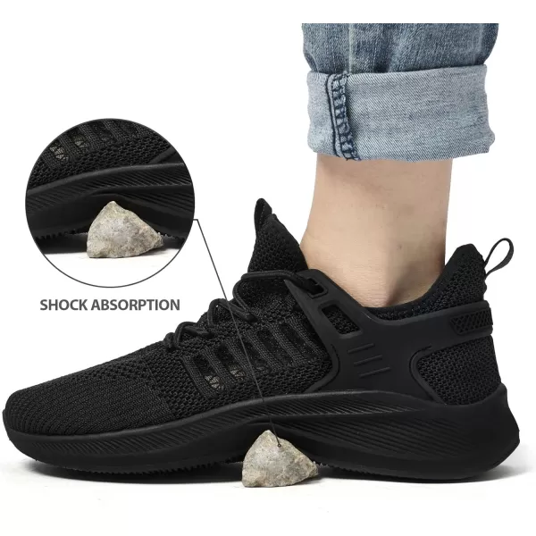 Akk Womens Athletic Walking Shoes  Running Tennis Shoes Jogging Workout Lightweight Breathable Slip on Sneakers for Indoor Outdoor Gym Travel WorkBall Black