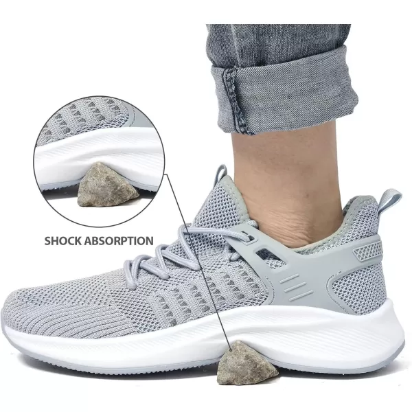 Akk Womens Athletic Walking Shoes  Running Tennis Shoes Jogging Workout Lightweight Breathable Slip on Sneakers for Indoor Outdoor Gym Travel WorkBgrey