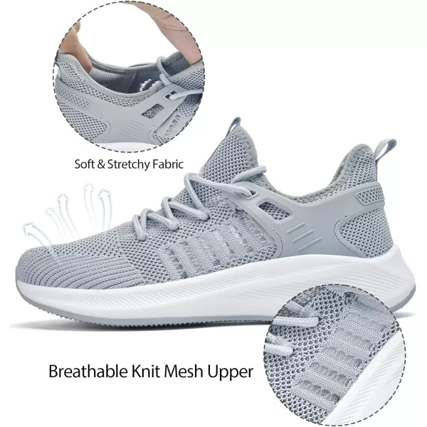 Akk Womens Athletic Walking Shoes  Running Tennis Shoes Jogging Workout Lightweight Breathable Slip on Sneakers for Indoor Outdoor Gym Travel WorkBgrey