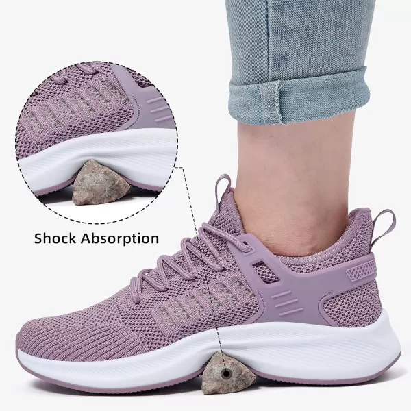 Akk Womens Athletic Walking Shoes  Running Tennis Shoes Jogging Workout Lightweight Breathable Slip on Sneakers for Indoor Outdoor Gym Travel WorkBlight Purple