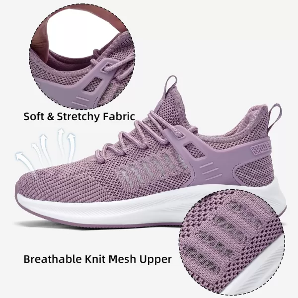 Akk Womens Athletic Walking Shoes  Running Tennis Shoes Jogging Workout Lightweight Breathable Slip on Sneakers for Indoor Outdoor Gym Travel WorkBlight Purple