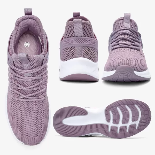 Akk Womens Athletic Walking Shoes  Running Tennis Shoes Jogging Workout Lightweight Breathable Slip on Sneakers for Indoor Outdoor Gym Travel WorkBlight Purple