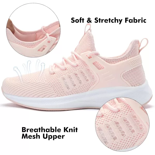 Akk Womens Athletic Walking Shoes  Running Tennis Shoes Jogging Workout Lightweight Breathable Slip on Sneakers for Indoor Outdoor Gym Travel WorkBpink