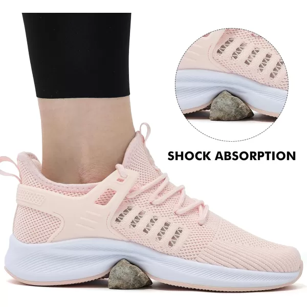 Akk Womens Athletic Walking Shoes  Running Tennis Shoes Jogging Workout Lightweight Breathable Slip on Sneakers for Indoor Outdoor Gym Travel WorkBpink