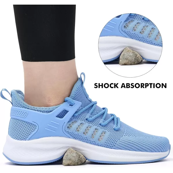 Akk Womens Athletic Walking Shoes  Running Tennis Shoes Jogging Workout Lightweight Breathable Slip on Sneakers for Indoor Outdoor Gym Travel WorkBsky Blue