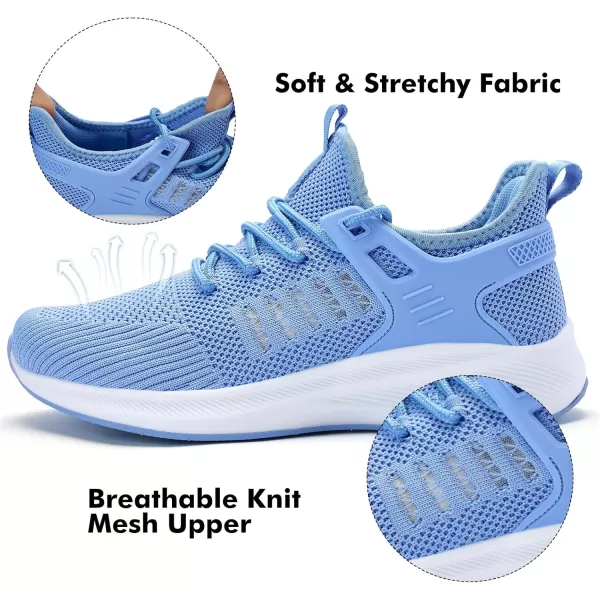 Akk Womens Athletic Walking Shoes  Running Tennis Shoes Jogging Workout Lightweight Breathable Slip on Sneakers for Indoor Outdoor Gym Travel WorkBsky Blue