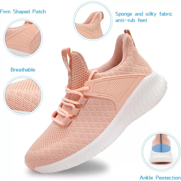 Akk Womens Running Workout Shoes  Non Slip Lightweight Gym Mesh Sneakers for Walking Tennis Training Outdoor Sport Peach