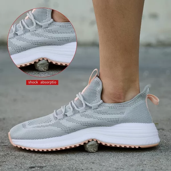 Akk Womens Tennis Walking Shoes  Slip on Knit Mesh Sneakers Lightweight Athletic Casual Gym Running Shoes for Work Sports Grey US 8