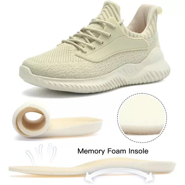 Akk Womens Walking Shoes  Slip On Tennis Running Shoes Memory Foam Lightweight Work Sneakers for Indoor Outdoor GymAll Beige