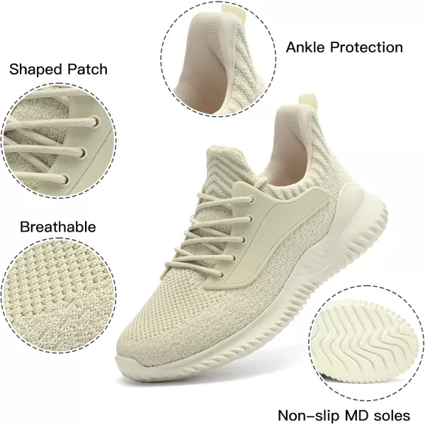 Akk Womens Walking Shoes  Slip On Tennis Running Shoes Memory Foam Lightweight Work Sneakers for Indoor Outdoor GymAll Beige