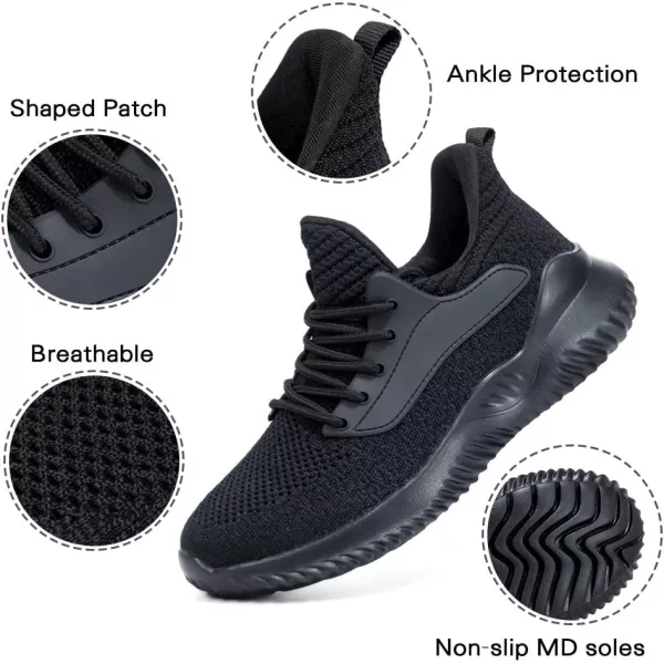 Akk Womens Walking Shoes  Slip On Tennis Running Shoes Memory Foam Lightweight Work Sneakers for Indoor Outdoor GymAll Black