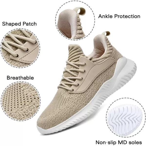 Akk Womens Walking Shoes  Slip On Tennis Running Shoes Memory Foam Lightweight Work Sneakers for Indoor Outdoor GymBeige