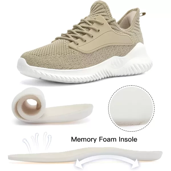 Akk Womens Walking Shoes  Slip On Tennis Running Shoes Memory Foam Lightweight Work Sneakers for Indoor Outdoor GymC09 Beige