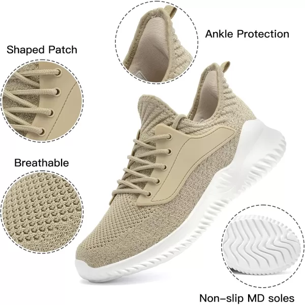 Akk Womens Walking Shoes  Slip On Tennis Running Shoes Memory Foam Lightweight Work Sneakers for Indoor Outdoor GymC09 Beige