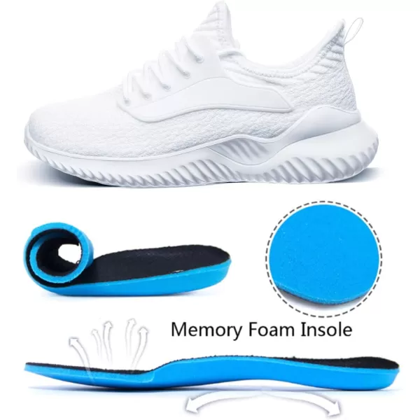 Akk Womens Walking Shoes  Slip On Tennis Running Shoes Memory Foam Lightweight Work Sneakers for Indoor Outdoor GymC09 White