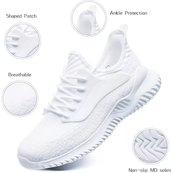 Akk Womens Walking Shoes  Slip On Tennis Running Shoes Memory Foam Lightweight Work Sneakers for Indoor Outdoor GymC09 White