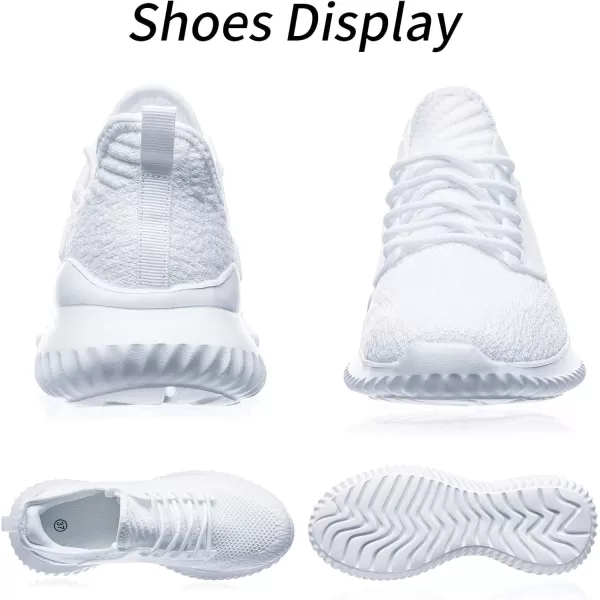 Akk Womens Walking Shoes  Slip On Tennis Running Shoes Memory Foam Lightweight Work Sneakers for Indoor Outdoor GymC09 White