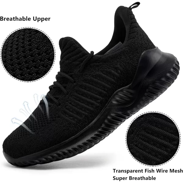 Akk Womens Walking Shoes  Slip On Tennis Running Shoes Memory Foam Lightweight Work Sneakers for Indoor Outdoor GymD07 All Black