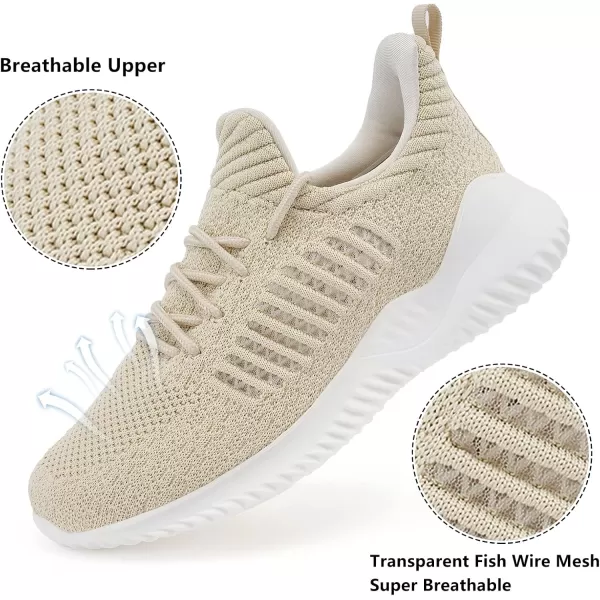 Akk Womens Walking Shoes  Slip On Tennis Running Shoes Memory Foam Lightweight Work Sneakers for Indoor Outdoor GymD07 Beige