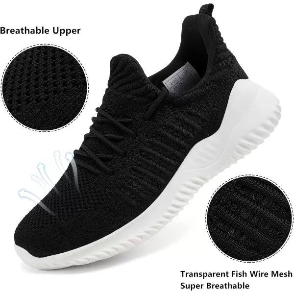 Akk Womens Walking Shoes  Slip On Tennis Running Shoes Memory Foam Lightweight Work Sneakers for Indoor Outdoor GymD07 Black