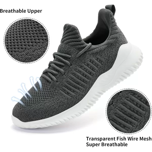 Akk Womens Walking Shoes  Slip On Tennis Running Shoes Memory Foam Lightweight Work Sneakers for Indoor Outdoor GymD07 Dark Grey