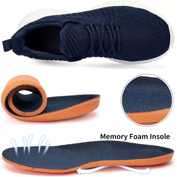 Akk Womens Walking Shoes  Slip On Tennis Running Shoes Memory Foam Lightweight Work Sneakers for Indoor Outdoor GymD07 Navy Blue