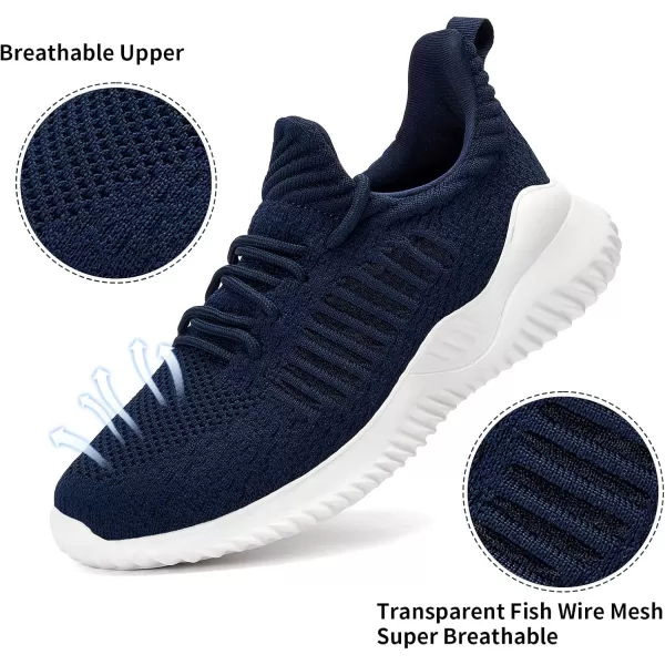 Akk Womens Walking Shoes  Slip On Tennis Running Shoes Memory Foam Lightweight Work Sneakers for Indoor Outdoor GymD07 Navy Blue