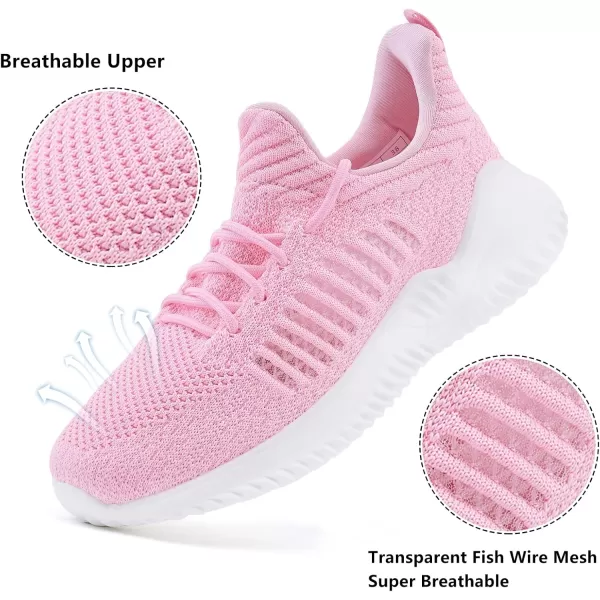 Akk Womens Walking Shoes  Slip On Tennis Running Shoes Memory Foam Lightweight Work Sneakers for Indoor Outdoor GymD07 Pink